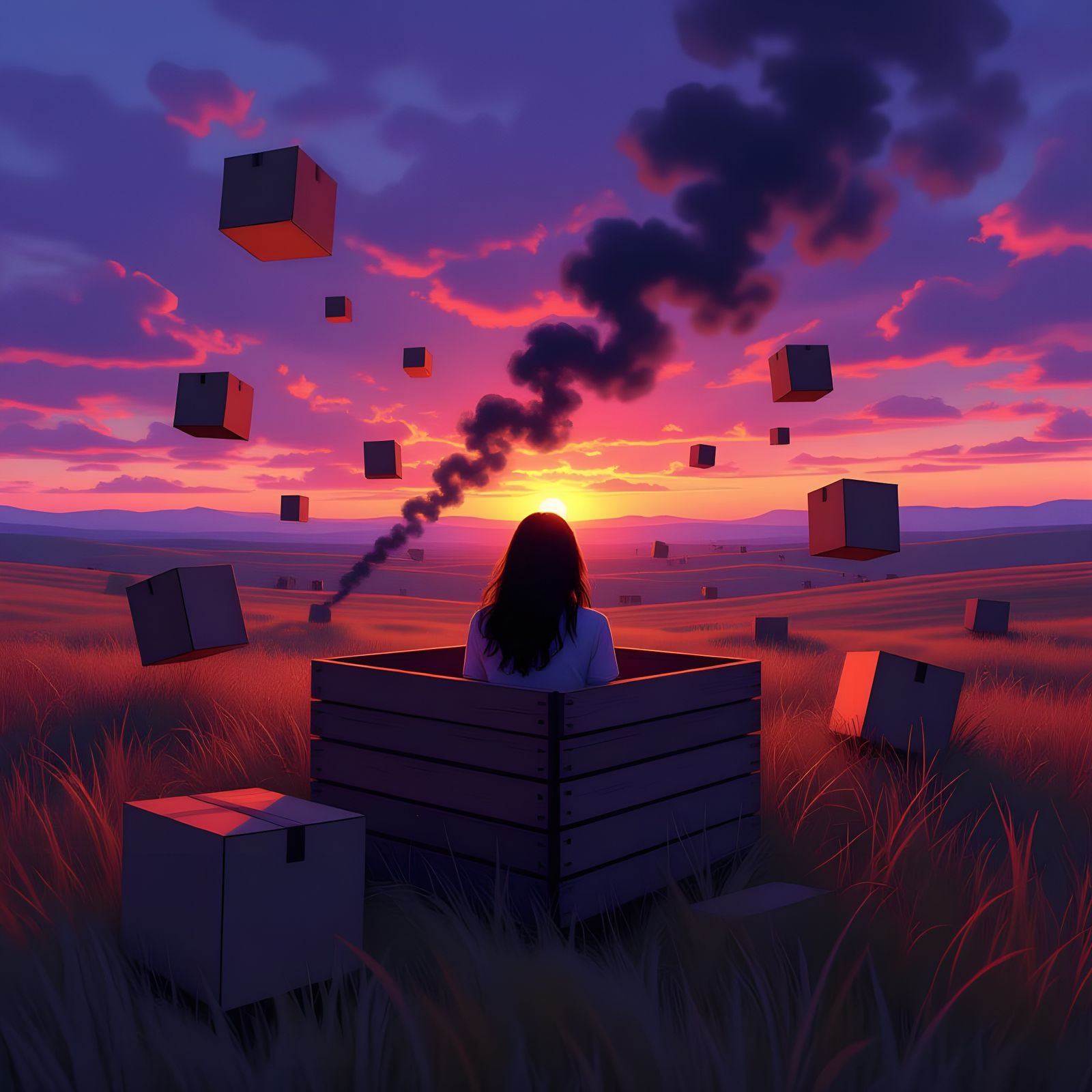 Surreal Sunset: Spatial Manipulation with Nested Boxes