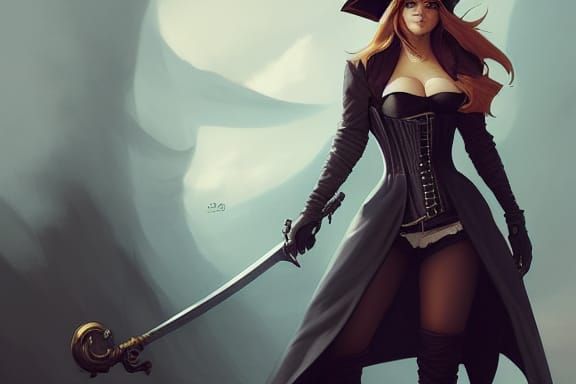 Beautiful Pirate Captain in Hyper-Realistic Style