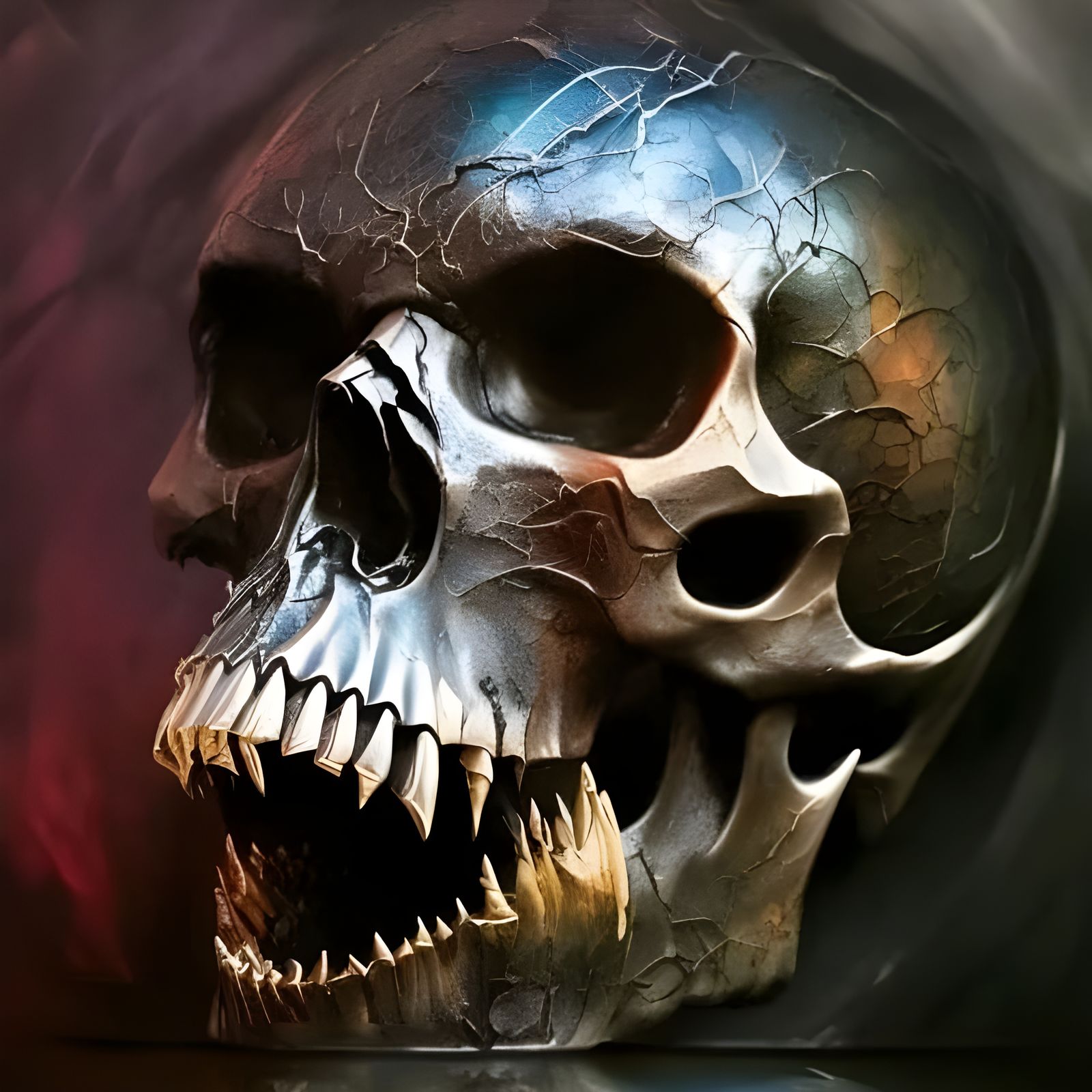 Colorful Orc Skull Portrait in Detailed Splash Art
