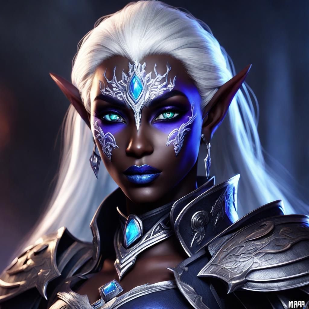 Epic Drow Knight in Anime Style