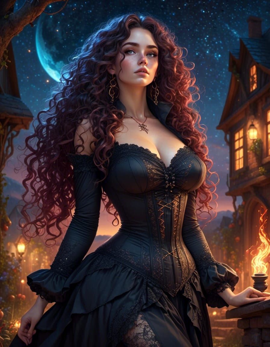 Gothic Woman Portrait in Comic Book Style