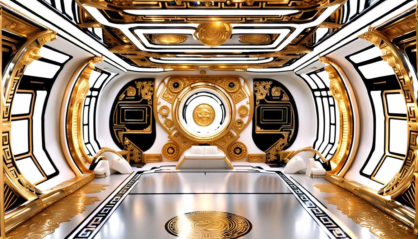 Versace-Inspired 3D Spaceship Design in Space