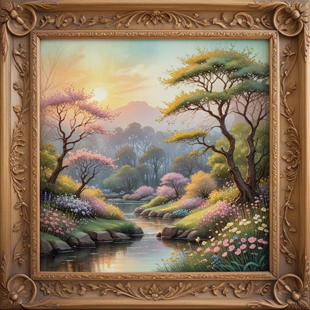 Romantic Springtime Masterpiece in Whimsical Vintage Style