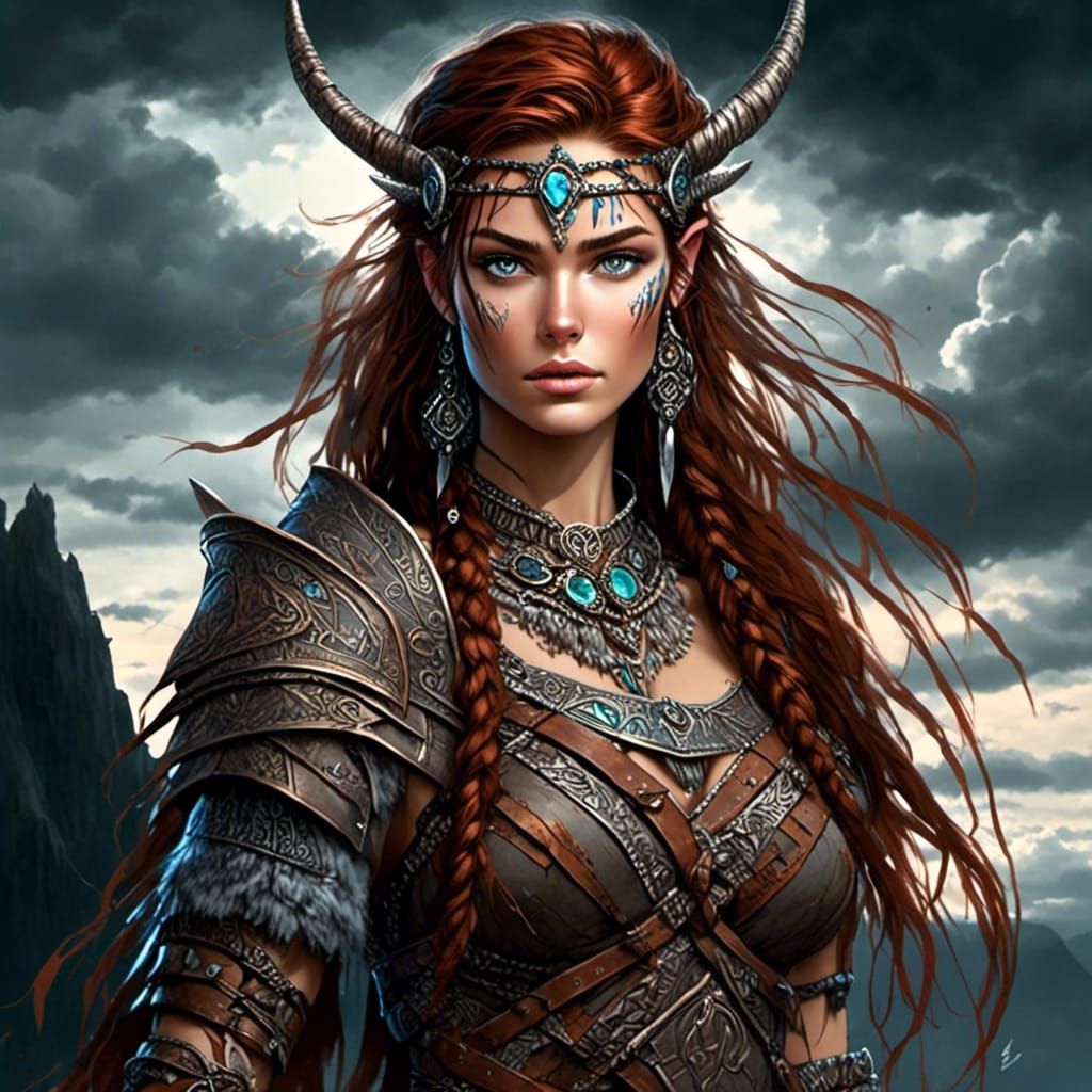 Viking Warrior with Enchanted Weapon in Digital Art