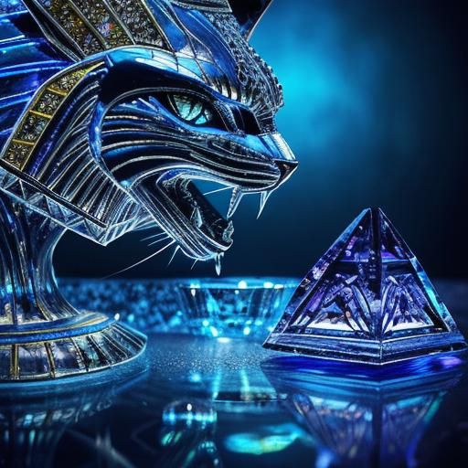 Crystal Cats in Egyptian Style with Filigree