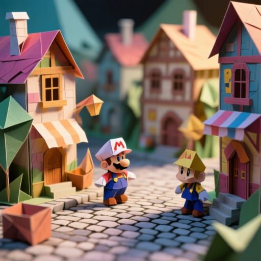 Origami Rogueport Town Papercraft Diorama