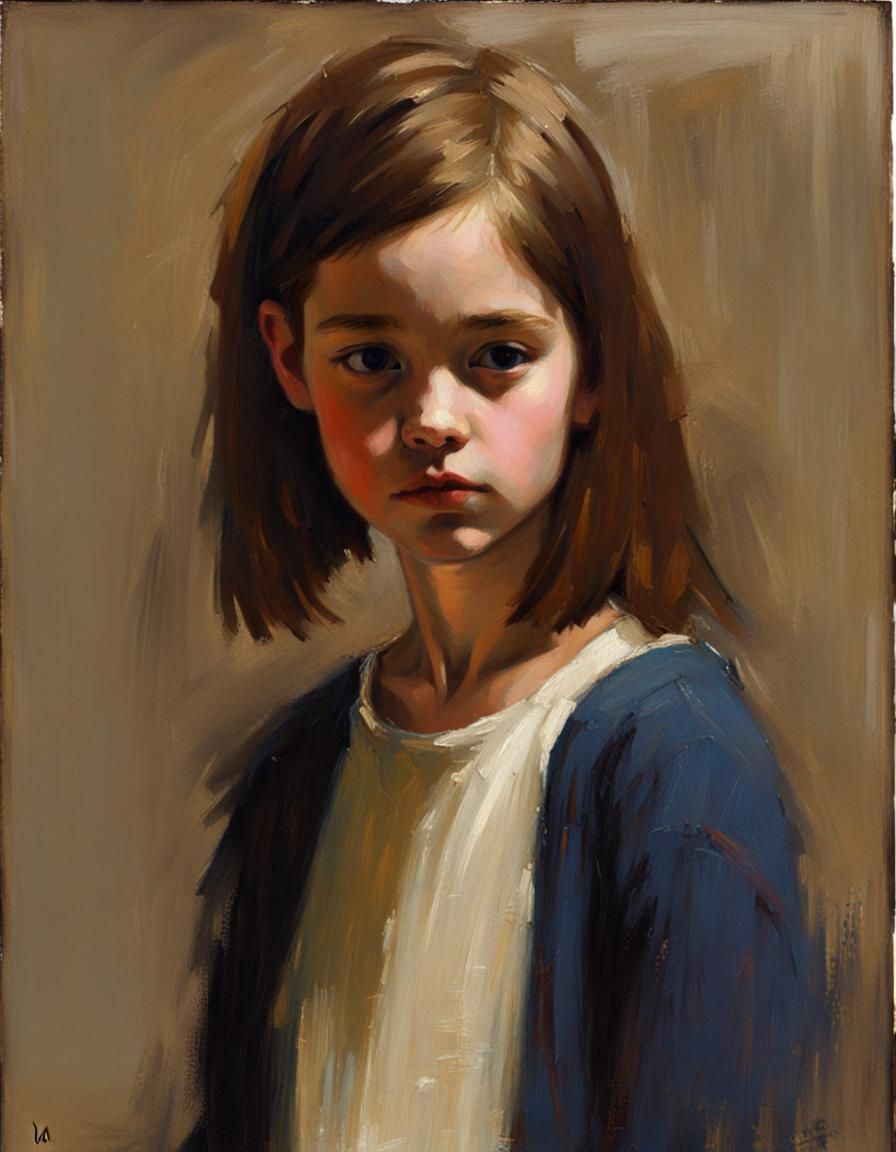 Realistic Portrait of Young Girl