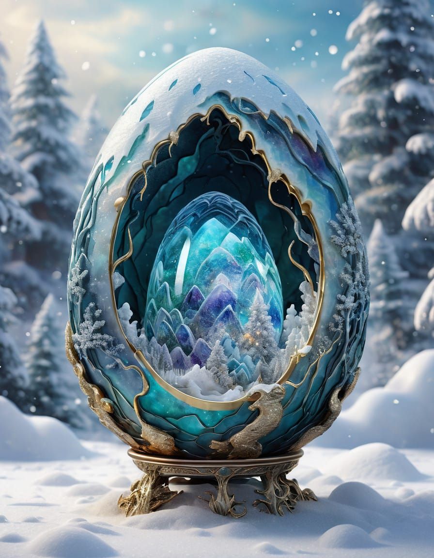 Dragon Egg in Winter Wonderland Scene