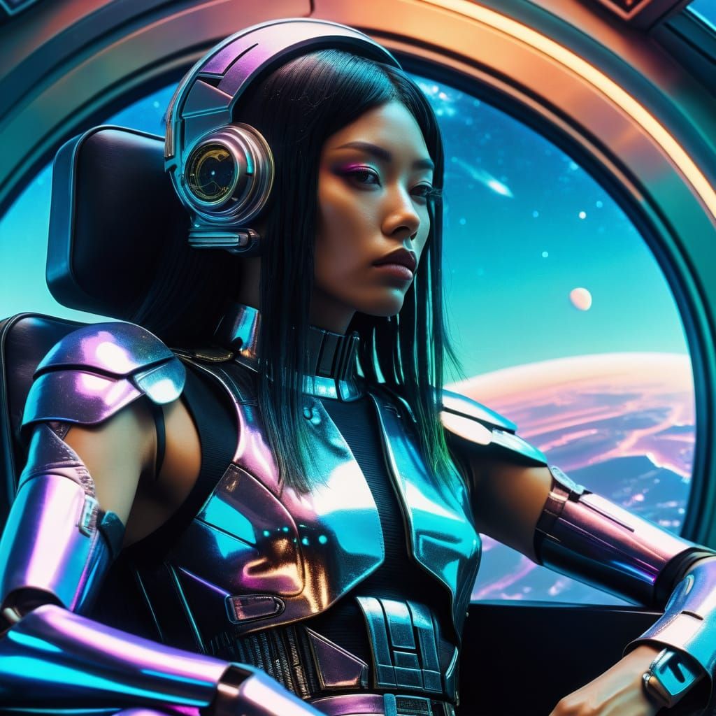 Cyberpunk Cyborg Fashion Model in Sorayama Style