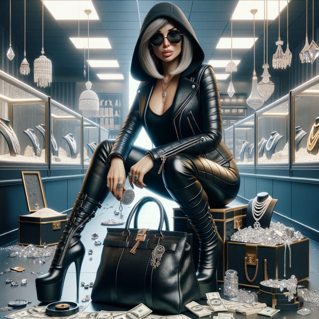 Cyberpunk Jewel Thief in High Fashion Attire