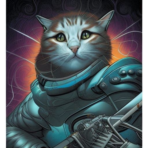 Cat in Comic Book Art Style