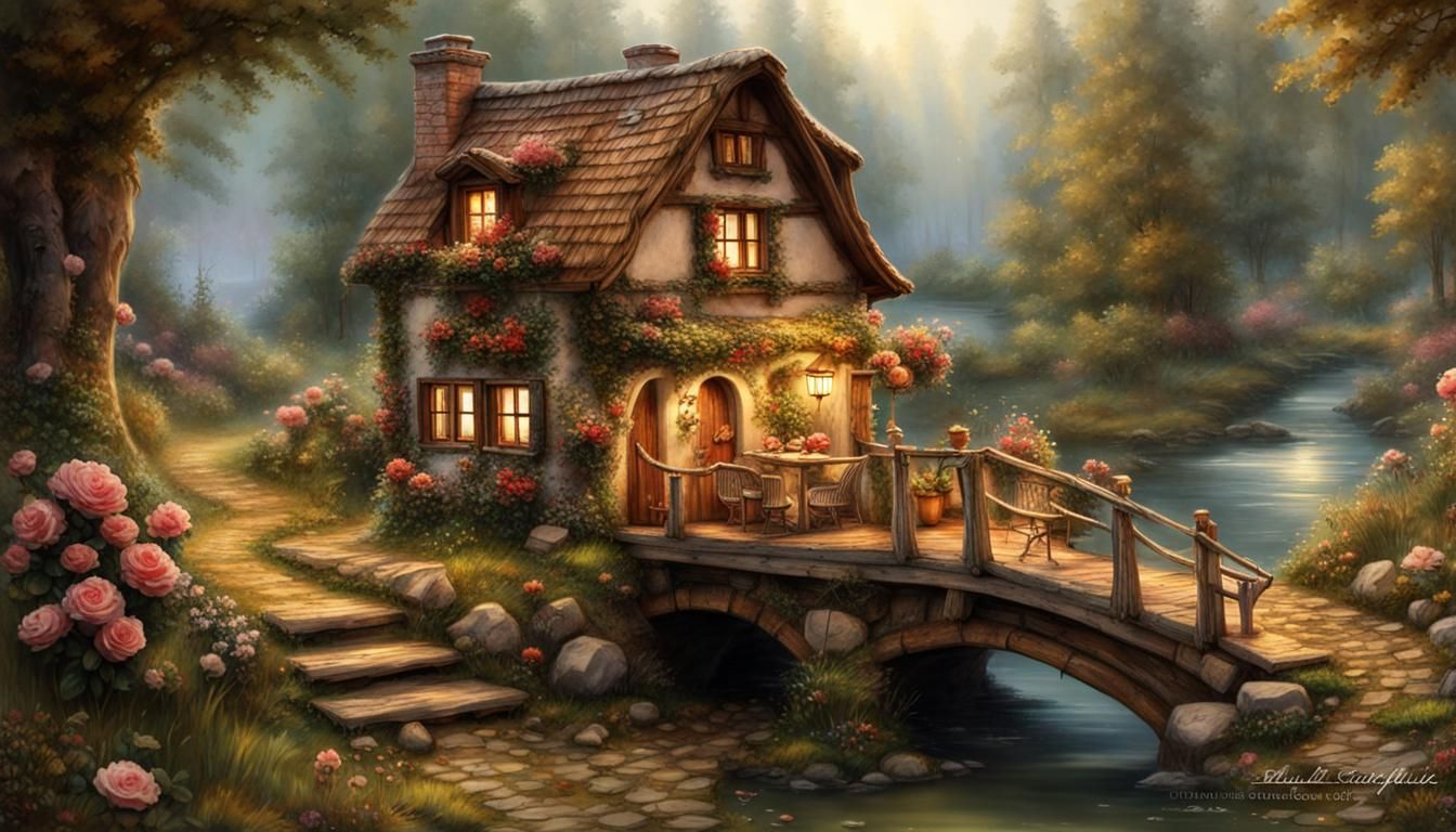 Fairytale Miniature German Village in Hyperrealistic Style