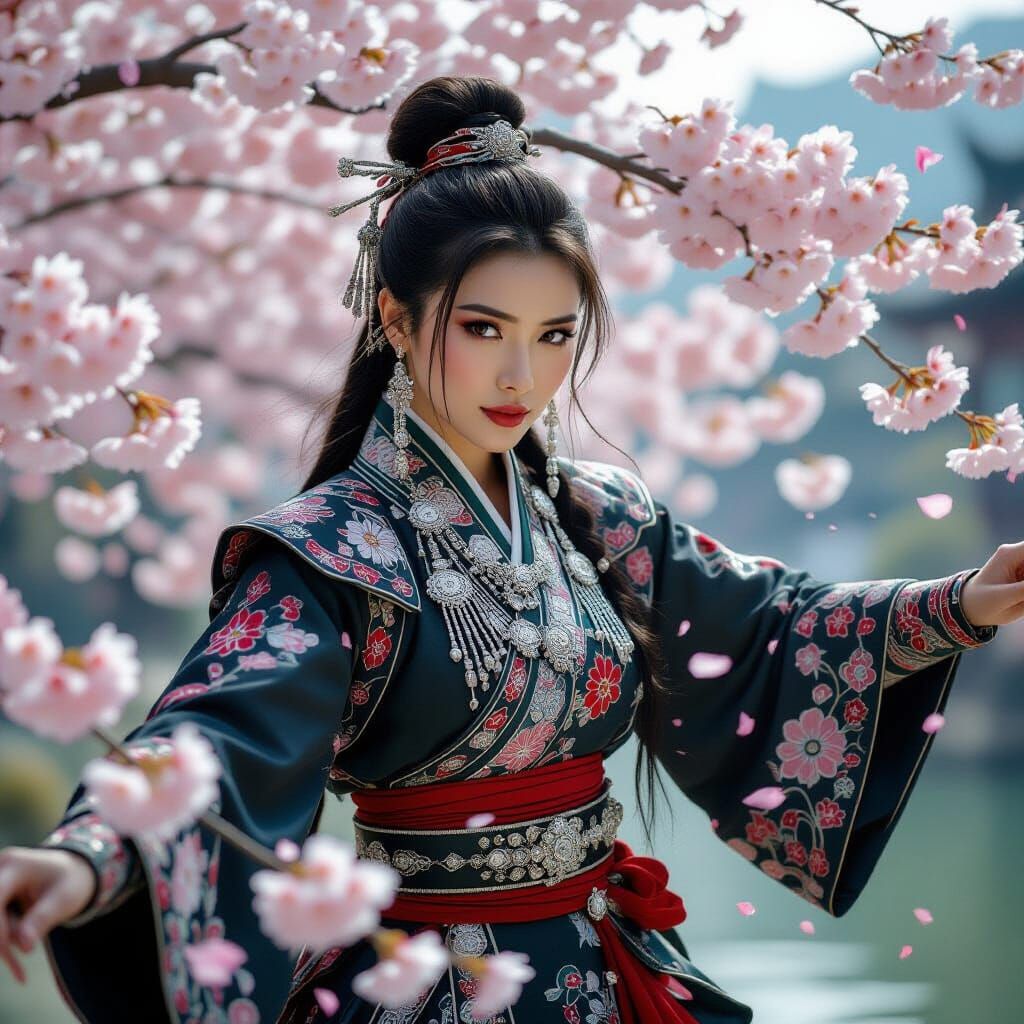 Hmong Ninja in Cherry Blossom Vortex