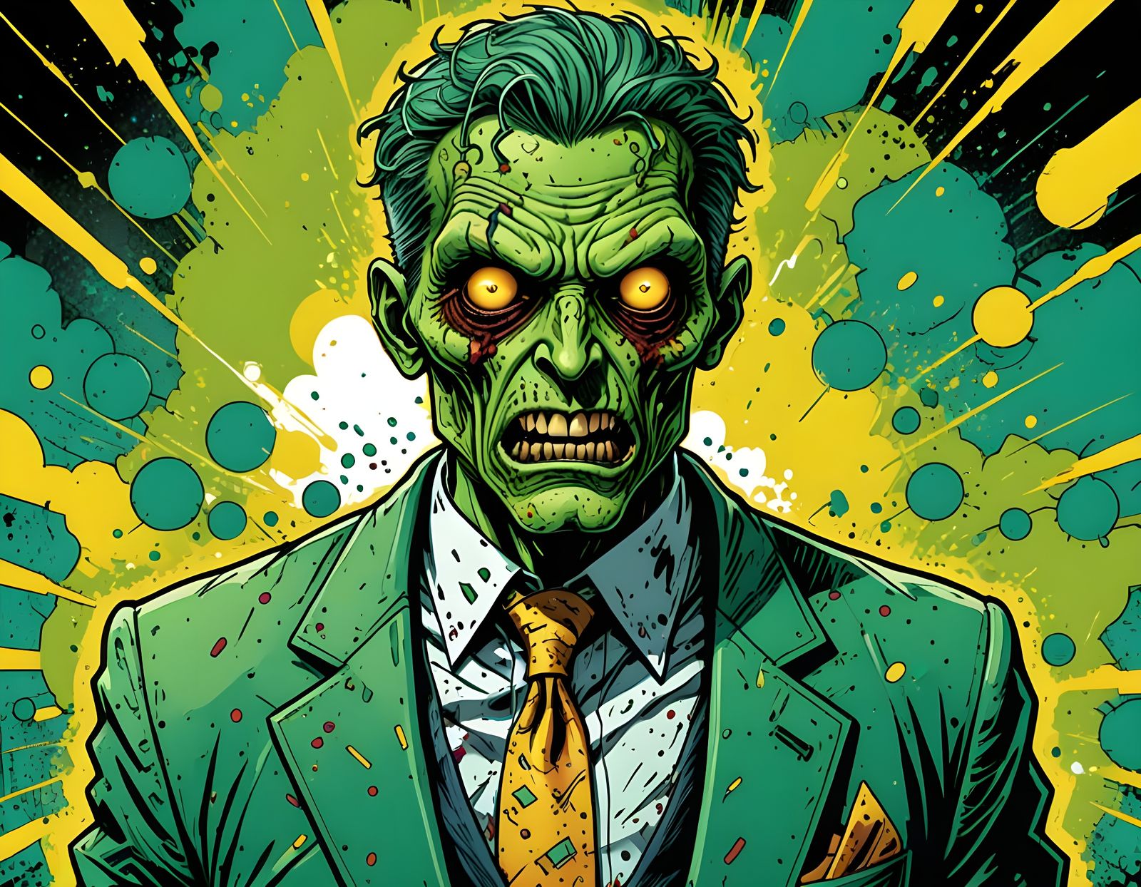 Zombie Businessman in a Cartoonish Nightmare