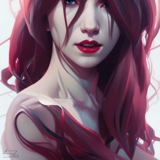 Detailed Portrait of a Vampire in Art Nouveau Style