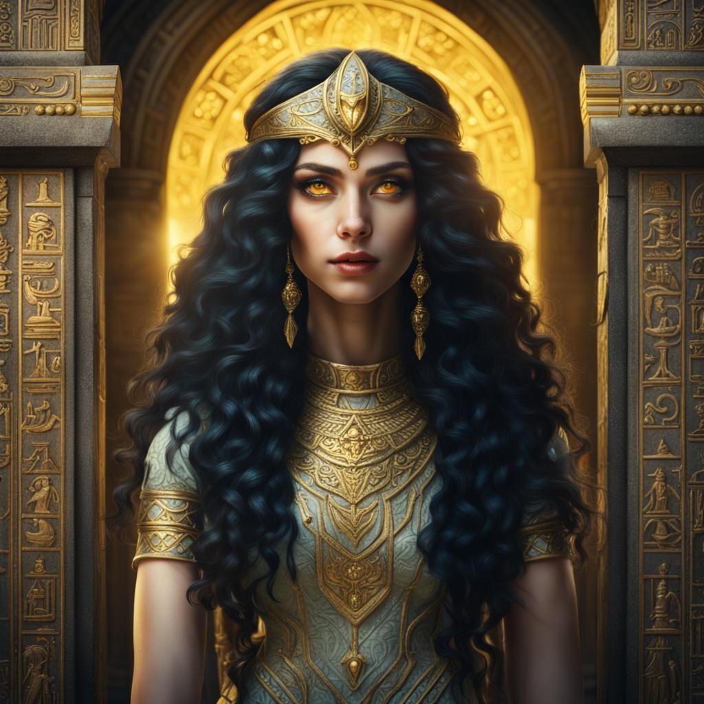 Elf Woman Portrait in Egyptian Temple