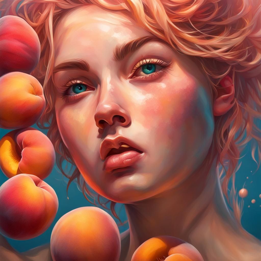 Hyperrealistic Peach Splash Art with Dramatic Lighting