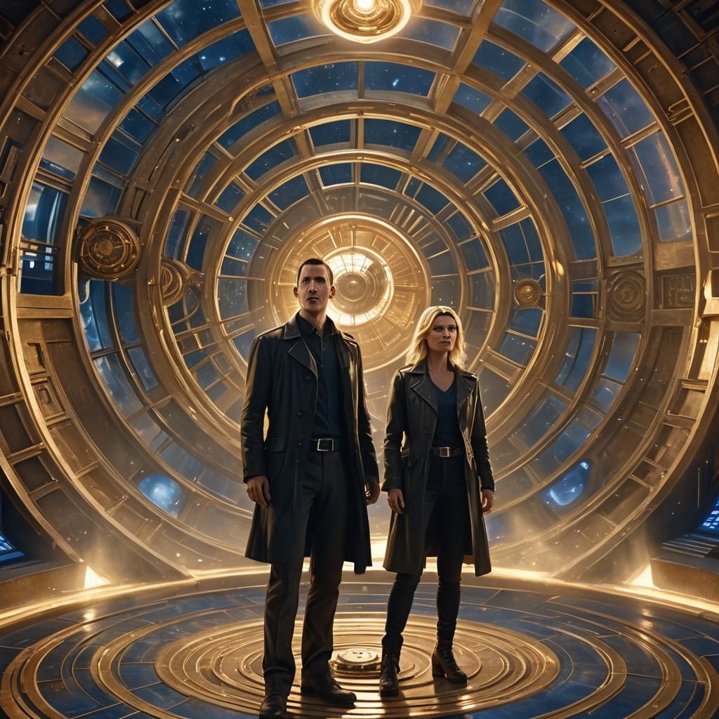 Doctor Who and Rose Tyler in the Tardis