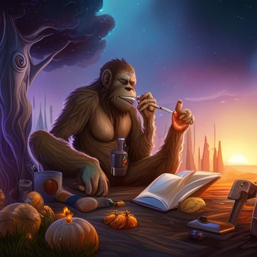 Bigfoot Chilling: Detailed Matte Painting