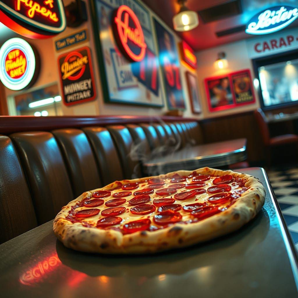 Nostalgic Diner: Pepperoni Pizza in Americana Style