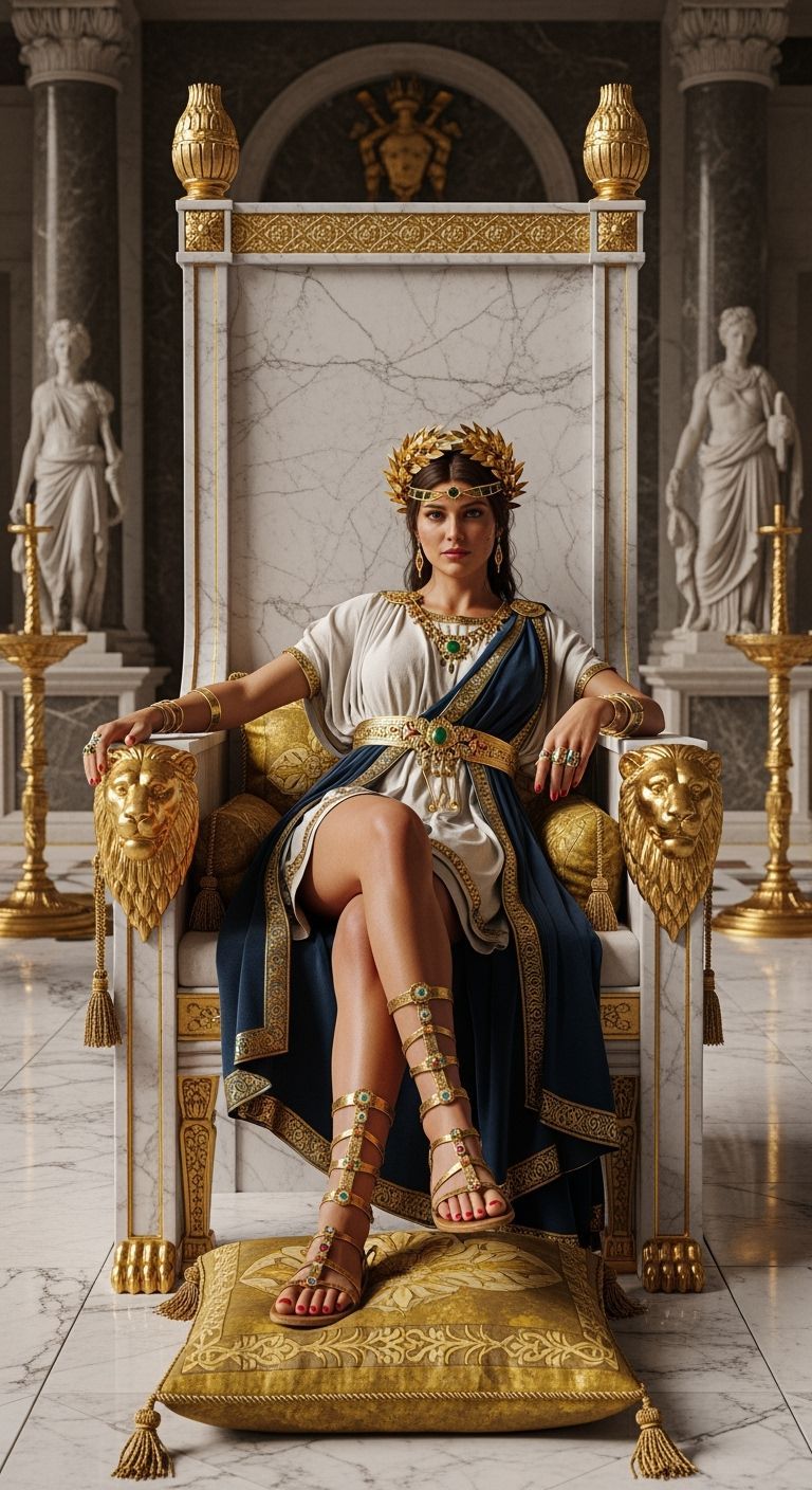 Roman Empress on Throne in Photorealistic Style