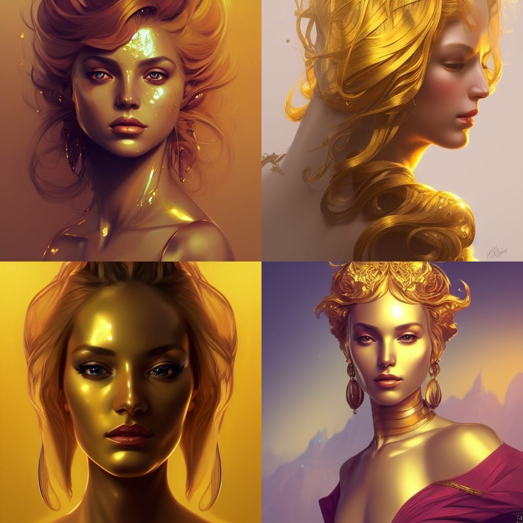 Luxurious Golden Lady Portrait in Unreal Engine 5