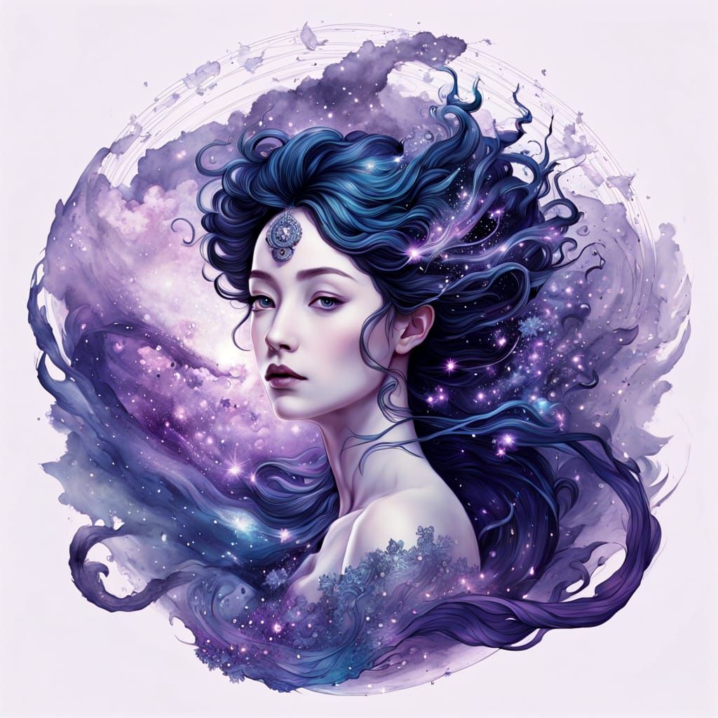Goddess of Dreams in Cosmic Nebula Art