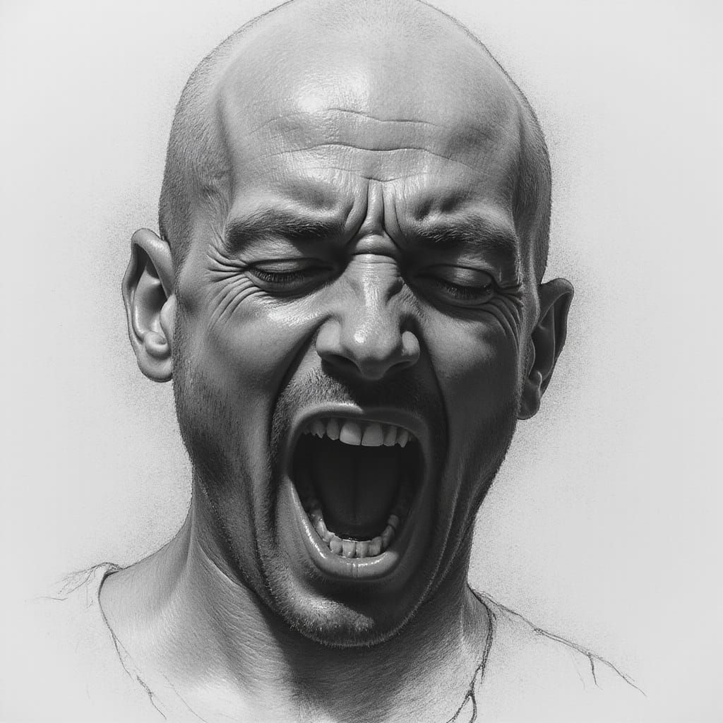 Anguished Figure in Charcoal