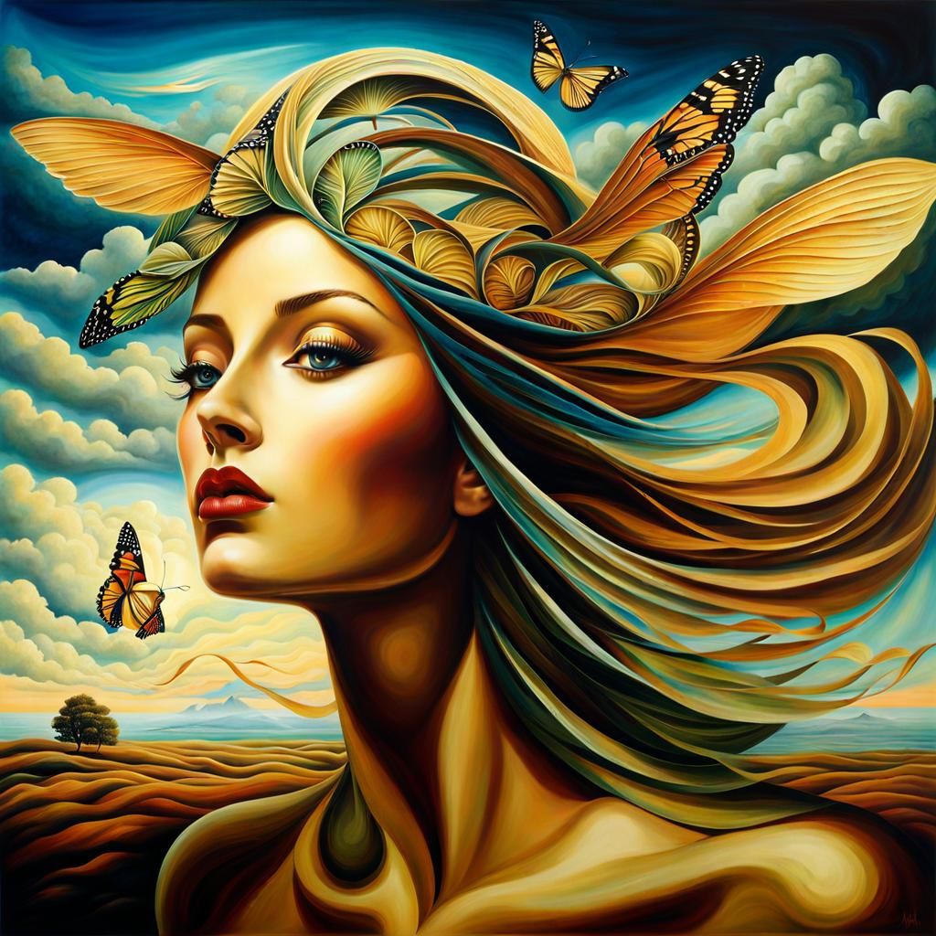 Wind Metamorphosis: Surreal Goddess Transformation