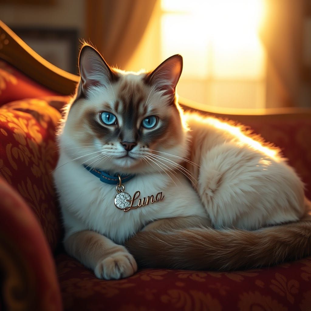 Mystical Flame-Point Siamese Cat in Tranquil Setting