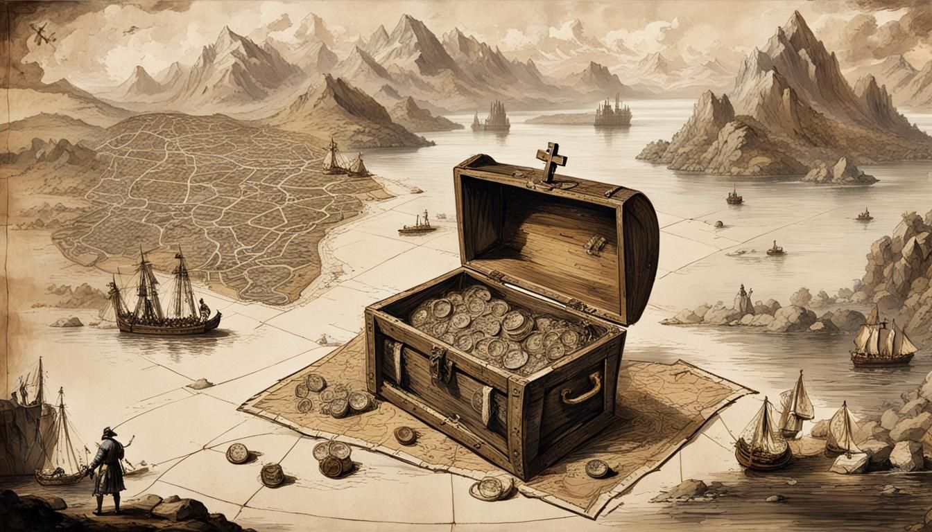 Treasure Island Map in 17th Century Style