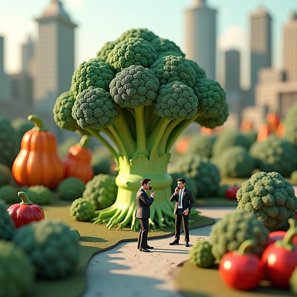Miniature World with Giant Vegetables in 3D