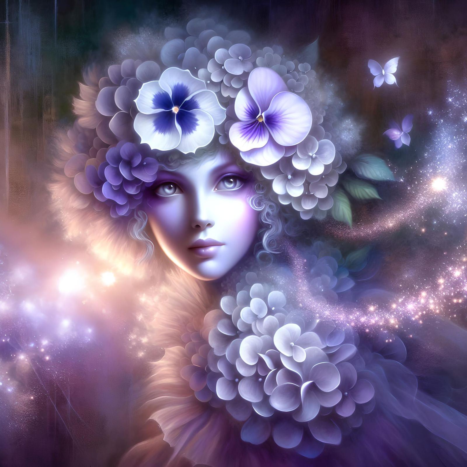 Floral Woman in Dreamlike Symbolist Style