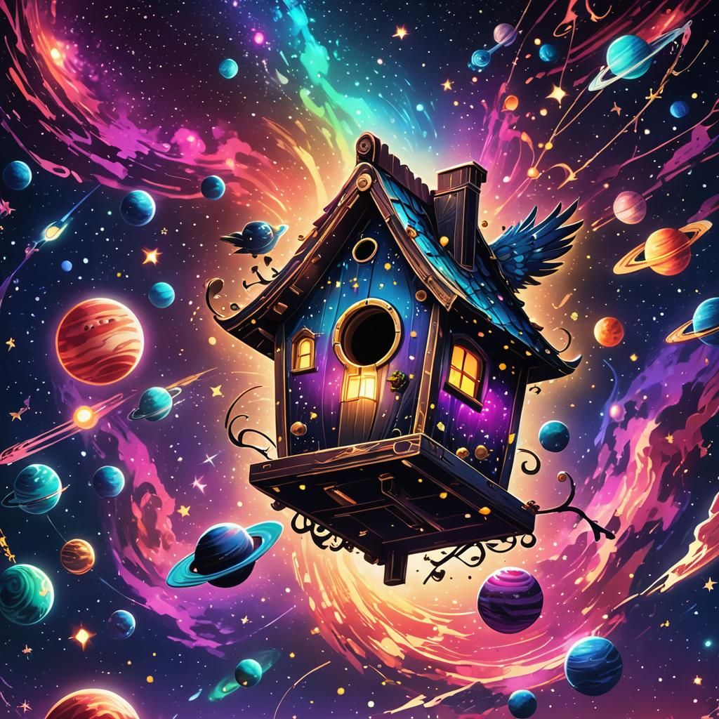 Anime Galaxy Birdhouse in Space