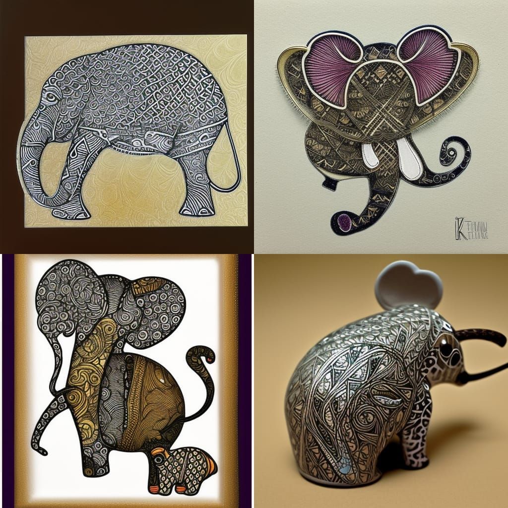 Zentangle Fusion: Mouse and Elephant with Kintsugi