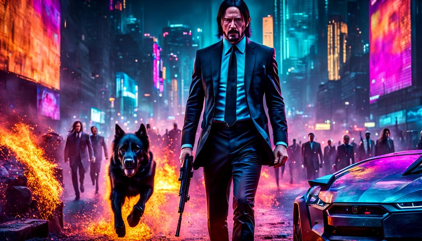 Futuristic John Wick with Intricate Details