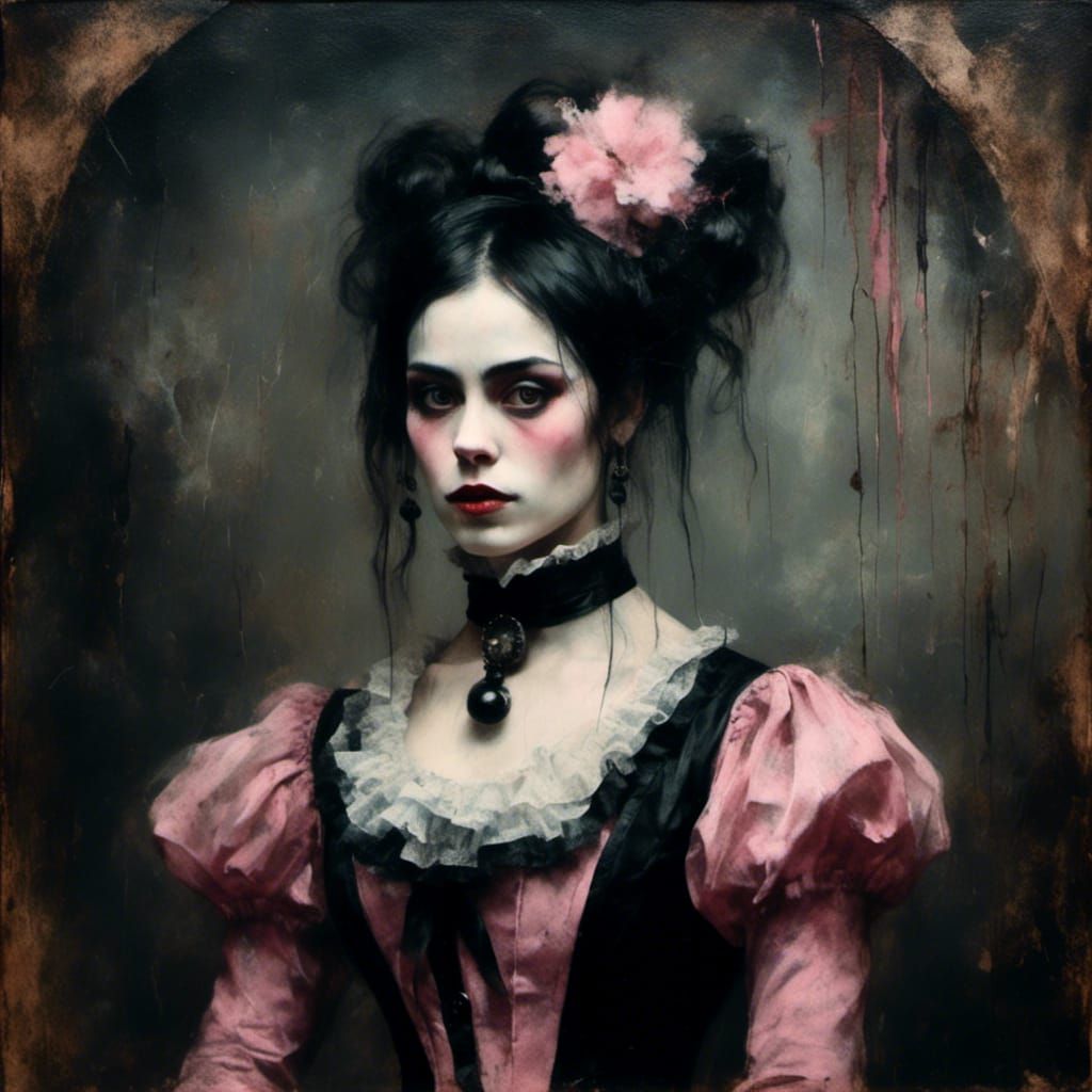 Gothic Circus Acrobat Portrait in Oil Painting Style