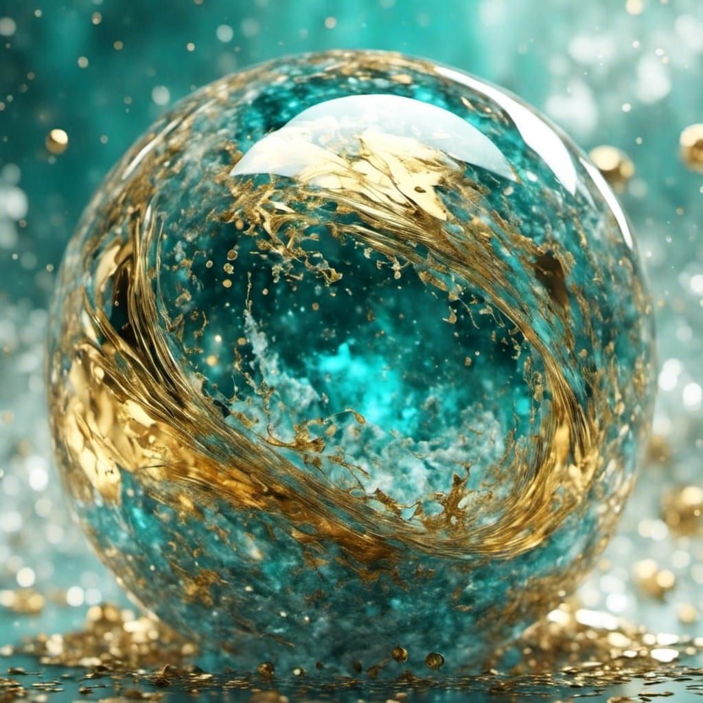 Rotating Gold and Turquoise Astral Sphere