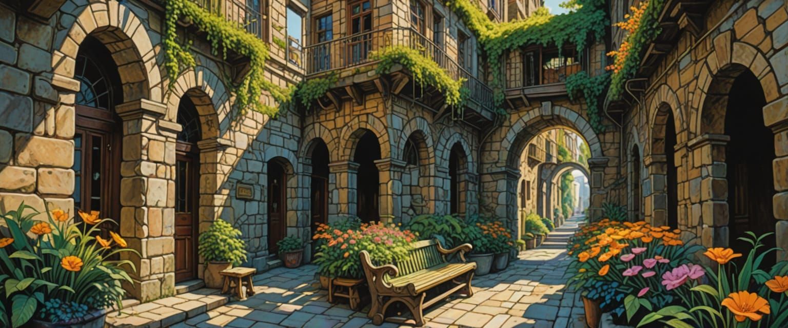 Underground City Trolley in Comic Book Style