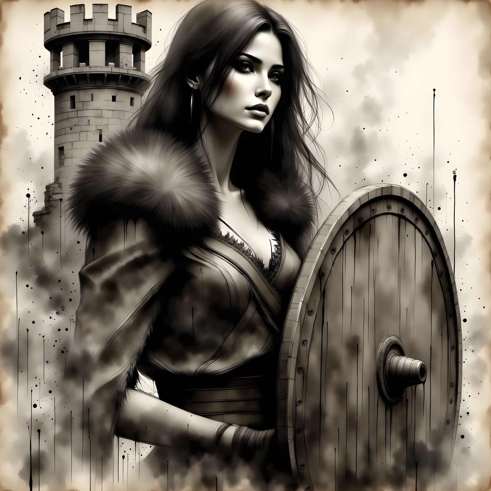 Norse Goddess of Protection in a Luis Royo-Inspired Double E...