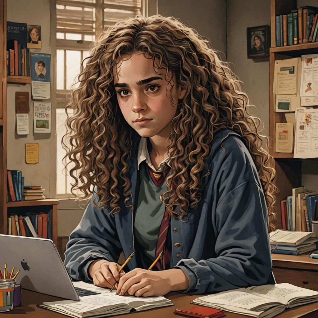 Hermione Granger Relaxing in Her Dormitory