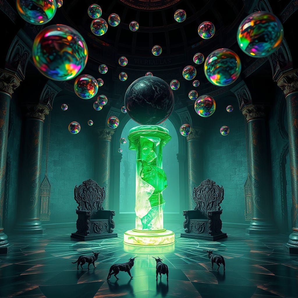 Mystical Spheres Dance in Ancient Castle Aesthetic