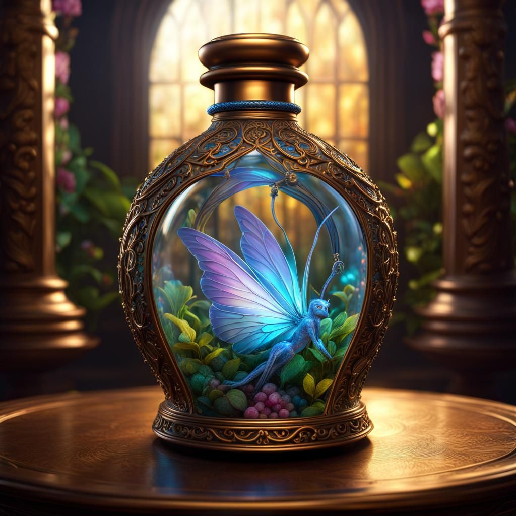 Fairy in a Bottle: Ethereal Digital Art