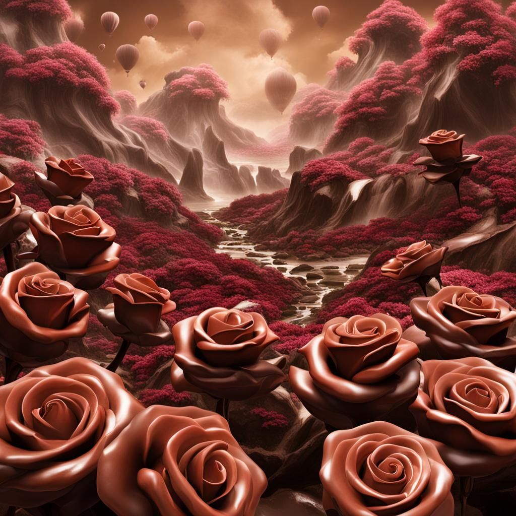 Chocolate Roses in a Fantasy Landscape