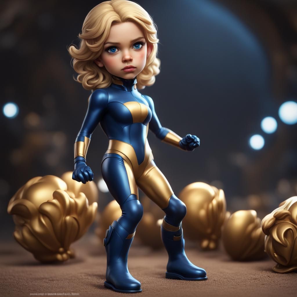 Hyperrealistic Chibi Invisible Woman: Detailed Matte Paintin...