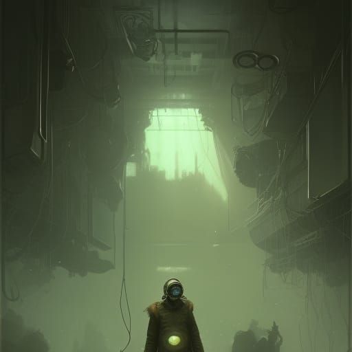 Gas Mask in Dark Fantasy Art Nouveau Style