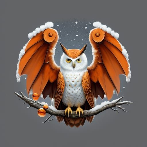 Whimsical Halloween Owl Plush Illustration