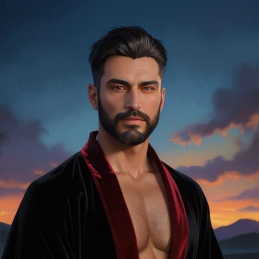Impressionist Portrait of Man in Velvet Robe