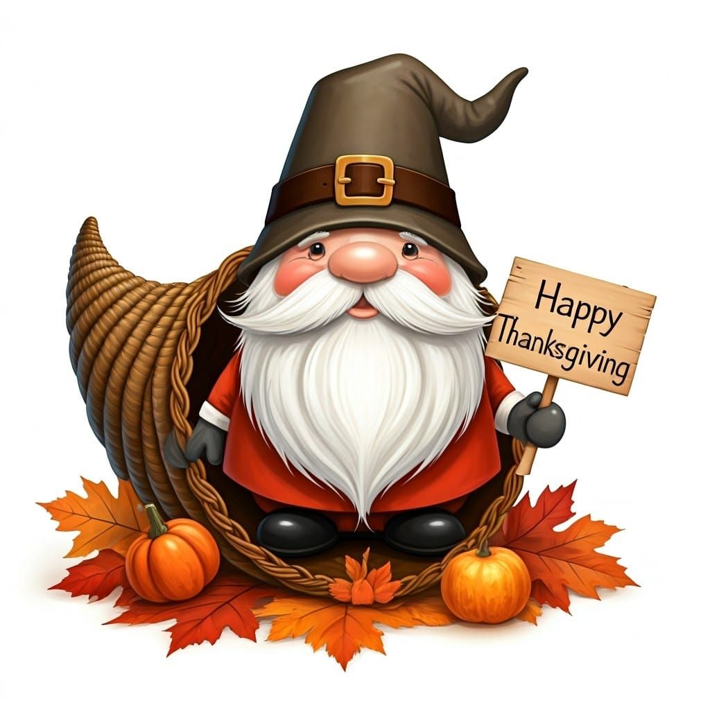 Thanksgiving Gnome in Autumn Cornucopia