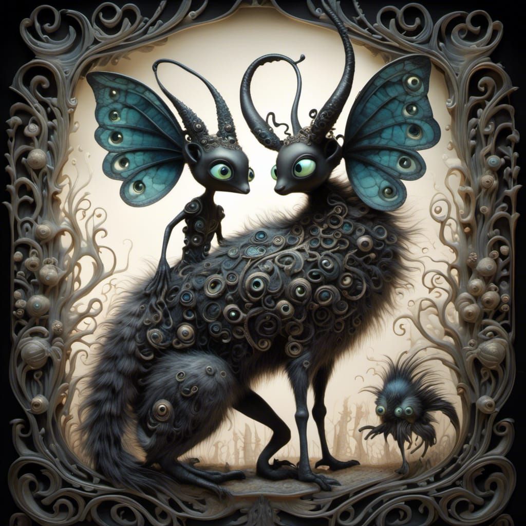 Ethereal Alien Creature with Filigree, in Burton Style